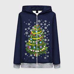 Женская толстовка на молнии Новогодняя Ёлка