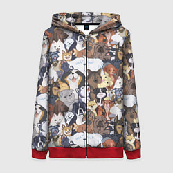 Толстовка на молнии женская Dogs, цвет: 3D-красный