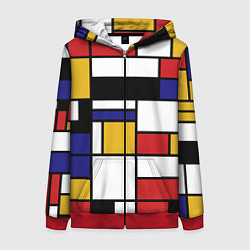 Толстовка на молнии женская Color blocking, цвет: 3D-красный