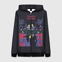 Толстовка на молнии женская Стальной Алхимик, цвет: 3D-черный