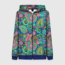 Толстовка на молнии женская Славянские Узоры, цвет: 3D-синий