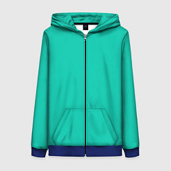Толстовка на молнии женская Бискайский зеленый без рисунка, цвет: 3D-синий