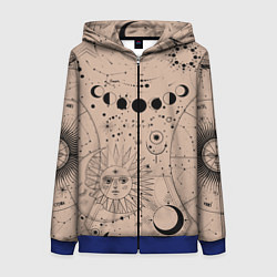 Толстовка на молнии женская Звездное небо, цвет: 3D-синий