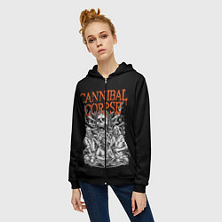 Толстовка на молнии женская Cannibal Corpse, цвет: 3D-черный — фото 2