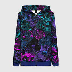 Толстовка на молнии женская Neon Ahegao, цвет: 3D-синий