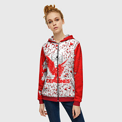 Толстовка на молнии женская Deftones, цвет: 3D-красный — фото 2
