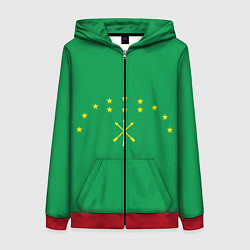 Толстовка на молнии женская Адыгея, цвет: 3D-красный