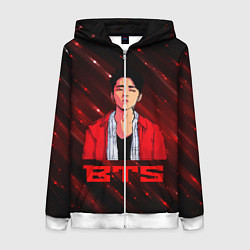 Толстовка на молнии женская BTS Red and black, цвет: 3D-белый