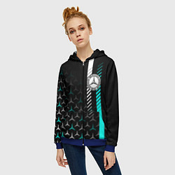 Толстовка на молнии женская МЕРСЕДЕС AQUA BLACK GRADIENT, цвет: 3D-синий — фото 2
