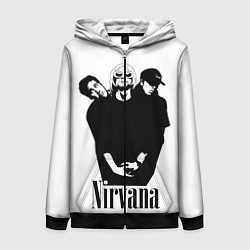Толстовка на молнии женская Nirvana Группа, цвет: 3D-черный