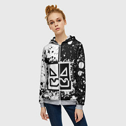 Толстовка на молнии женская Geometry Dash: Black, цвет: 3D-меланж — фото 2
