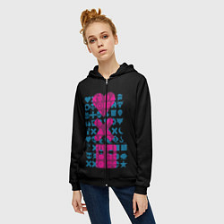 Толстовка на молнии женская Любовь Смерть Роботы, цвет: 3D-черный — фото 2