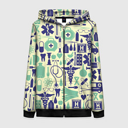 Толстовка на молнии женская Медицина Паттерн Z, цвет: 3D-черный