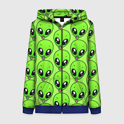 Толстовка на молнии женская Инопланетяне, цвет: 3D-синий