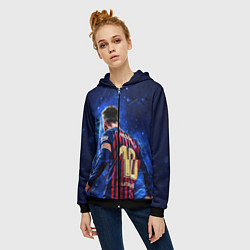 Толстовка на молнии женская Leo Messi Лео Месси 10, цвет: 3D-черный — фото 2