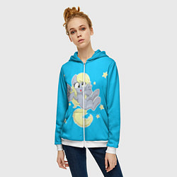 Толстовка на молнии женская Пони в звёздном небе, цвет: 3D-белый — фото 2