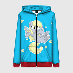 Толстовка на молнии женская Пони в звёздном небе, цвет: 3D-красный