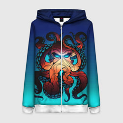 Толстовка на молнии женская Кракен Octopus, цвет: 3D-белый