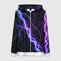 Толстовка на молнии женская НЕОНОВАЯ МОЛНИЯ ГРОЗА, цвет: 3D-белый