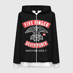 Толстовка на молнии женская Five Finger Death Punch 5FDP, цвет: 3D-белый