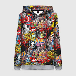 Толстовка на молнии женская Логотипы Аниме Мультиков, цвет: 3D-меланж