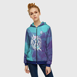 Толстовка на молнии женская VOLKSWAGEN, цвет: 3D-синий — фото 2