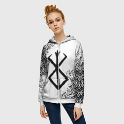 Толстовка на молнии женская БЕРСЕРК logo чб, цвет: 3D-белый — фото 2