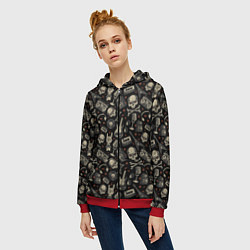 Толстовка на молнии женская Scull pattern rock, цвет: 3D-красный — фото 2