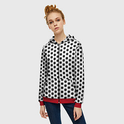 Толстовка на молнии женская Текстура мяча, цвет: 3D-красный — фото 2