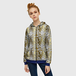 Толстовка на молнии женская Versace gold & white, цвет: 3D-синий — фото 2