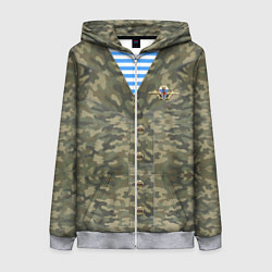 Толстовка на молнии женская Камуфляж ВДВ со значком, цвет: 3D-меланж