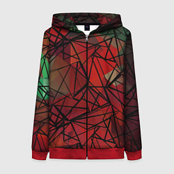 Толстовка на молнии женская Абстрактный геометрический, цвет: 3D-красный