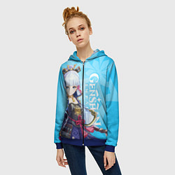 Толстовка на молнии женская Genshin Impact, Аяка, цвет: 3D-синий — фото 2
