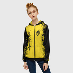 Толстовка на молнии женская CYBERPUNK 2077 КИБЕРПАНК 2077, цвет: 3D-черный — фото 2