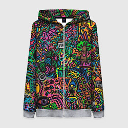 Толстовка на молнии женская Кислотные узоры психоделика, цвет: 3D-меланж