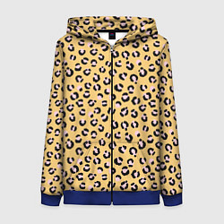 Толстовка на молнии женская Желтый леопардовый принт, цвет: 3D-синий