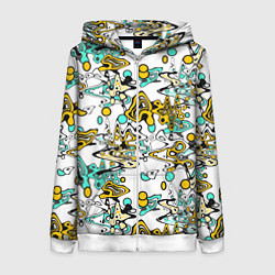 Толстовка на молнии женская Абстрактный современный узор в стиле граффити, цвет: 3D-белый
