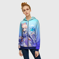 Толстовка на молнии женская Genshin Impact, Кокоми, цвет: 3D-синий — фото 2