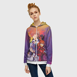 Толстовка на молнии женская Евангелион, цвет: 3D-белый — фото 2