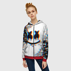 Толстовка на молнии женская MARSHMELLOW GLITCH, цвет: 3D-красный — фото 2