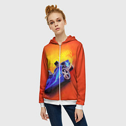 Толстовка на молнии женская Hot Wheels Хот Вилс, цвет: 3D-белый — фото 2