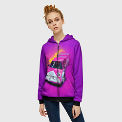Толстовка на молнии женская Hot Wheels Хот Вилс, цвет: 3D-черный — фото 2