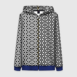 Толстовка на молнии женская Цветок Жизни чёрно-белый, цвет: 3D-синий
