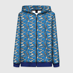 Толстовка на молнии женская Рыболовные Приманки, цвет: 3D-синий