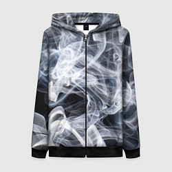 Толстовка на молнии женская Графика дыма, цвет: 3D-черный