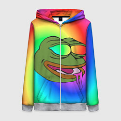 Толстовка на молнии женская Pepe rainbow, цвет: 3D-меланж