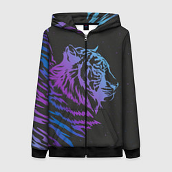 Толстовка на молнии женская Tiger Neon, цвет: 3D-черный