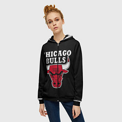 Толстовка на молнии женская B C Chicago Bulls, цвет: 3D-черный — фото 2