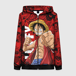 Толстовка на молнии женская Манки Д Луффи, One Piece, цвет: 3D-черный