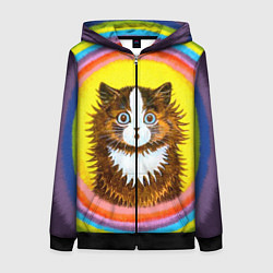 Женская толстовка на молнии Радужный кот Луиса Уэйна